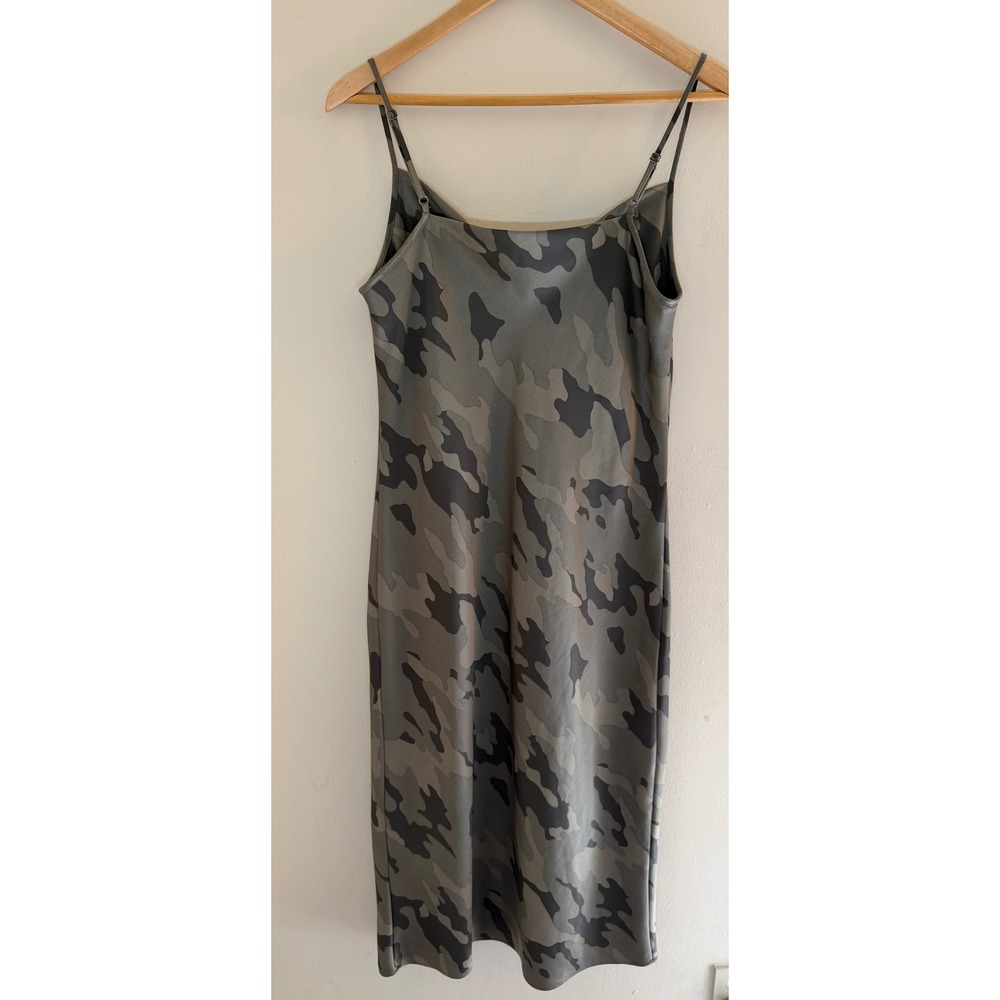 Banana Republic Camo Print Cowl Neck Midi Slip Dress Green Gray Small - Picture 6 of 7